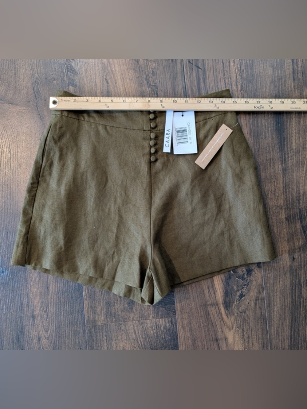 CAARA Women’s Kathrin Linen Short Olive NWT Size 8 - Picture 8 of 10